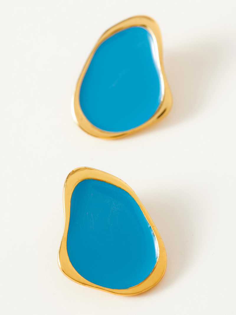 Fashion Jewelry-18k Gold Plated-Earrings-Miami-Pacific Blue-RIVA1011_PB-Fashion Edit Voyce - Shop Cult Modern