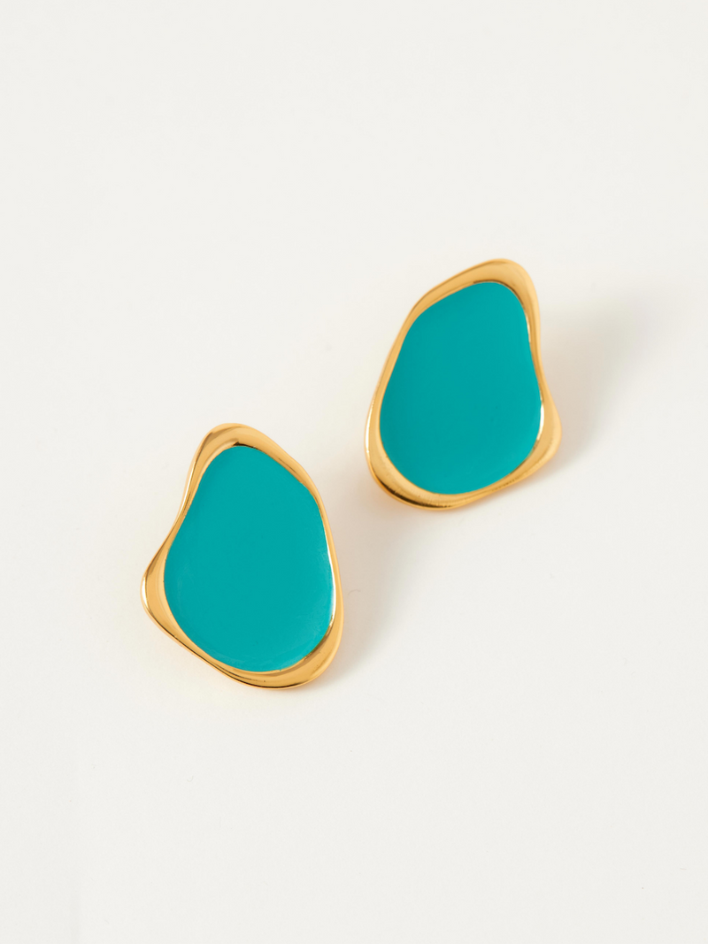 Fashion Jewelry-18k Gold Plated-Earrings-Miami-Tropical Aqua-RIVA1011_TA-Fashion Edit Voyce - Shop Cult Modern