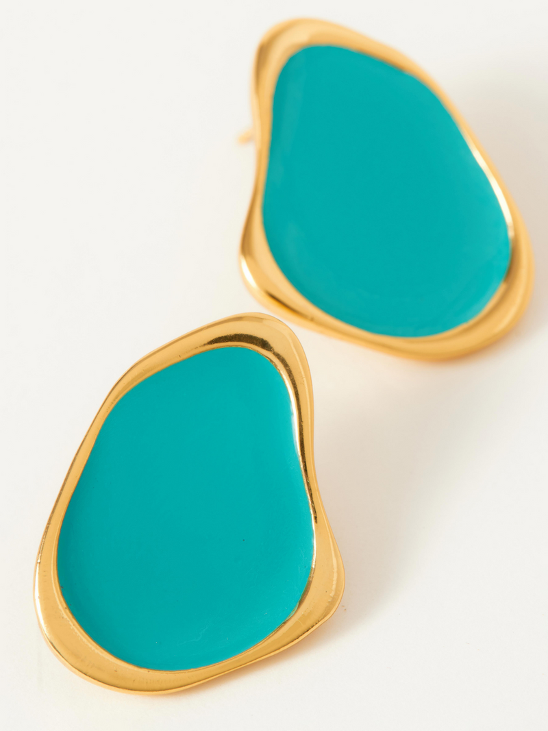 Fashion Jewelry-18k Gold Plated-Earrings-Miami-Tropical Aqua-RIVA1011_TA-Fashion Edit Voyce - Shop Cult Modern