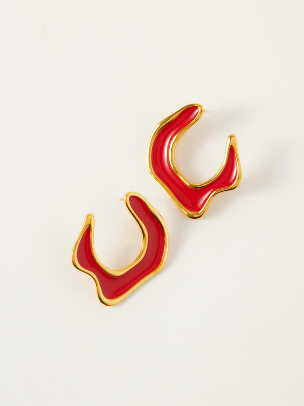 Fashion Jewelry-18k Gold Plated-Earrings-Hawaii-Red Sea (S)-RIVA1012_R_S-Fashion Edit Voyce - Shop Cult Modern