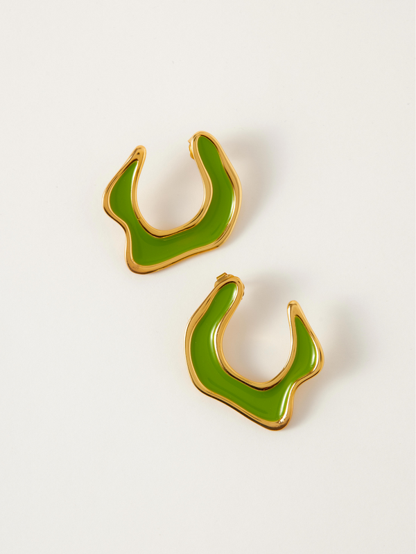 Fashion Jewelry-18k Gold Plated-Earrings-Hawaii-Lime Green (S)-RIVA1012_G_S-Fashion Edit Voyce - Shop Cult Modern