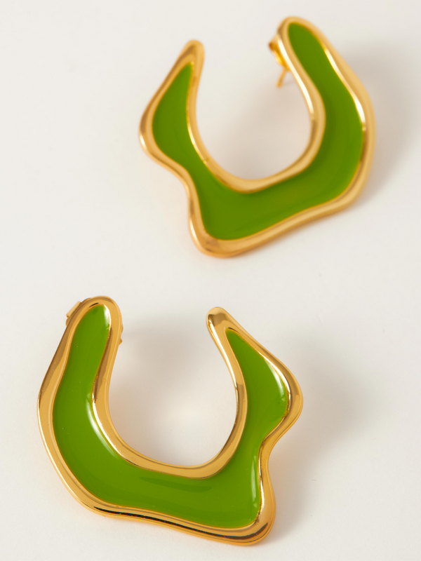 Fashion Jewelry-18k Gold Plated-Earrings-Hawaii-Lime Green (S)-RIVA1012_G_S-Fashion Edit Voyce - Shop Cult Modern