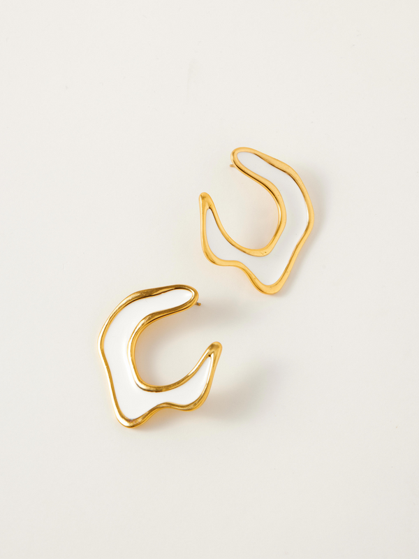 Fashion Jewelry-18k Gold Plated-Earrings-Hawaii-White Sand (S)-RIVA1012_W_S-Fashion Edit Voyce - Shop Cult Modern