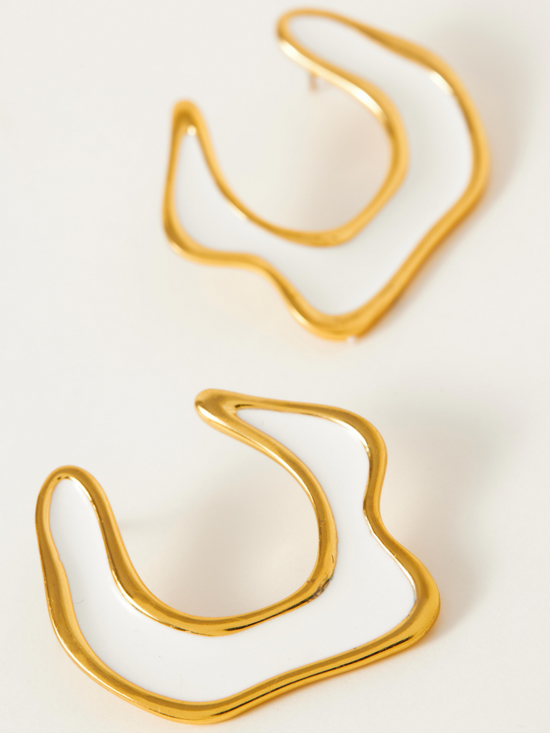 Fashion Jewelry-18k Gold Plated-Earrings-Hawaii-White Sand (L)-RIVA1012_W_L-Fashion Edit Voyce - Shop Cult Modern