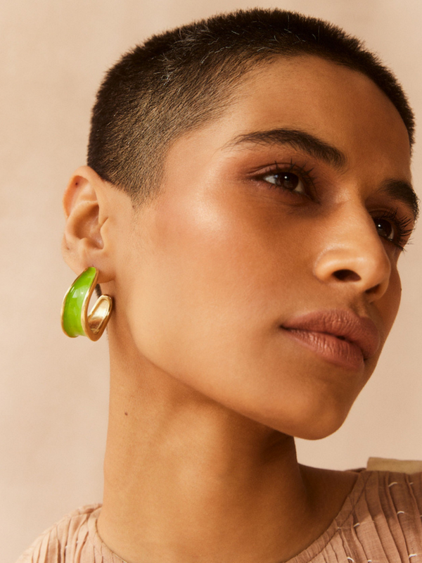 Fashion Jewelry-18k Gold Plated-Earrings-Kandy-Lime Green-RIVA1016_G-Fashion Edit Voyce - Shop Cult Modern