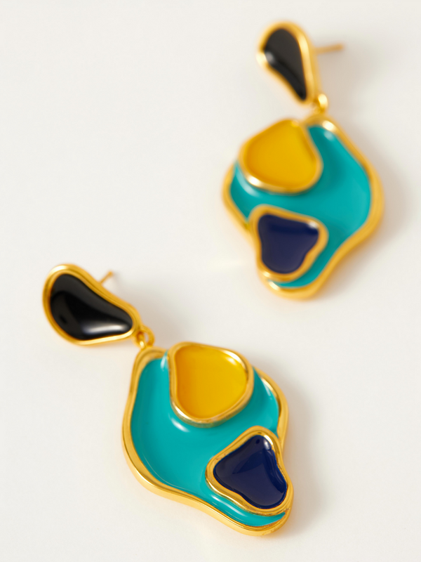 Fashion Jewelry-18k Gold Plated-Earrings-Monaco-Blue-RIVA1017-Fashion Edit Voyce - Shop Cult Modern