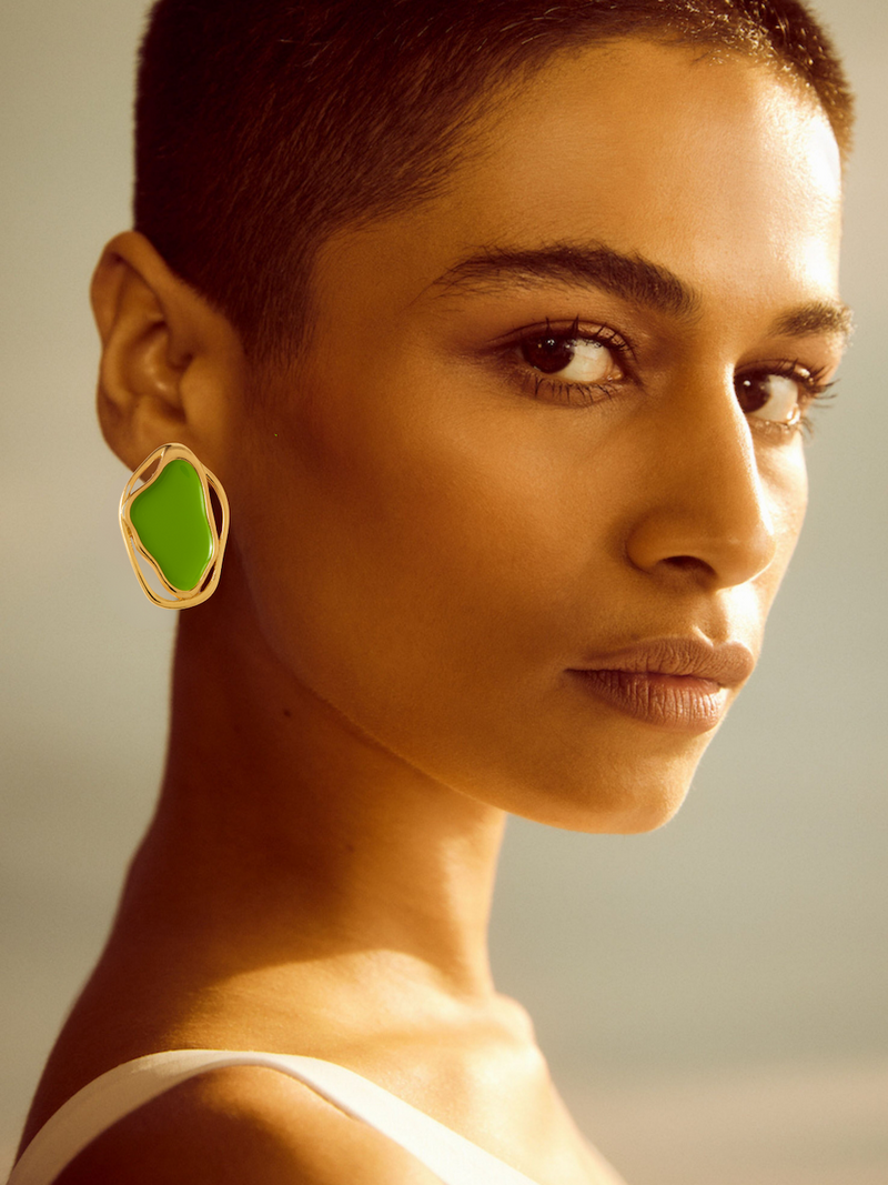 Fashion Jewelry-18k Gold Plated-Earrings-Cancun-Lime Green (S)-RIVA1018_G_S-Fashion Edit Voyce - Shop Cult Modern