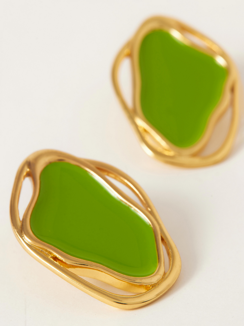 Fashion Jewelry-18k Gold Plated-Earrings-Cancun-Lime Green (S)-RIVA1018_G_S-Fashion Edit Voyce - Shop Cult Modern