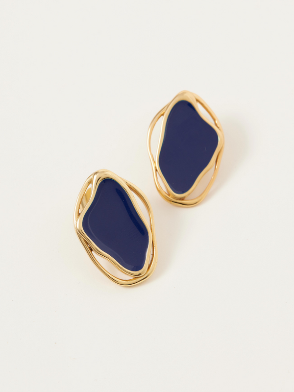 Fashion Jewelry-18k Gold Plated-Earrings-Cancun-Midnight Blue (S)-RIVA1018_MB_S-Fashion Edit Voyce - Shop Cult Modern