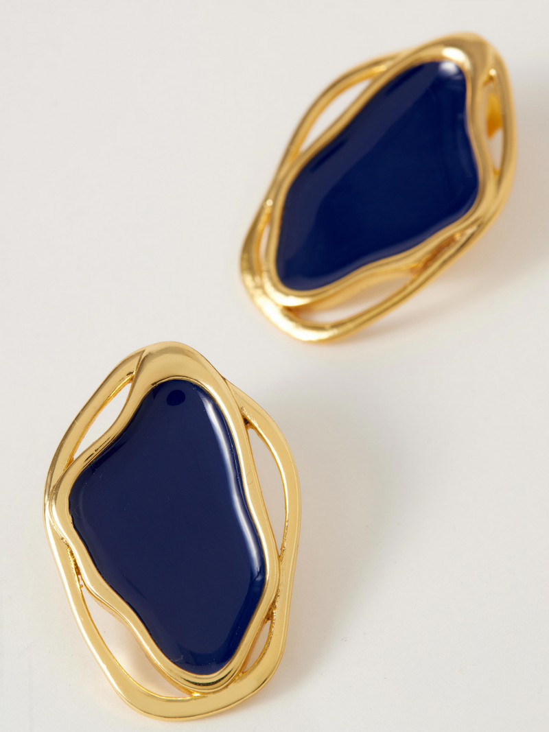 Fashion Jewelry-18k Gold Plated-Earrings-Cancun-Midnight Blue (S)-RIVA1018_MB_S-Fashion Edit Voyce - Shop Cult Modern
