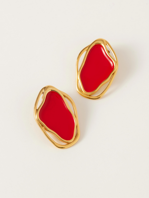 Fashion Jewelry-18k Gold Plated-Earrings-Cancun-Red Sea (L)-RIVA1018_R_L-Fashion Edit Voyce - Shop Cult Modern