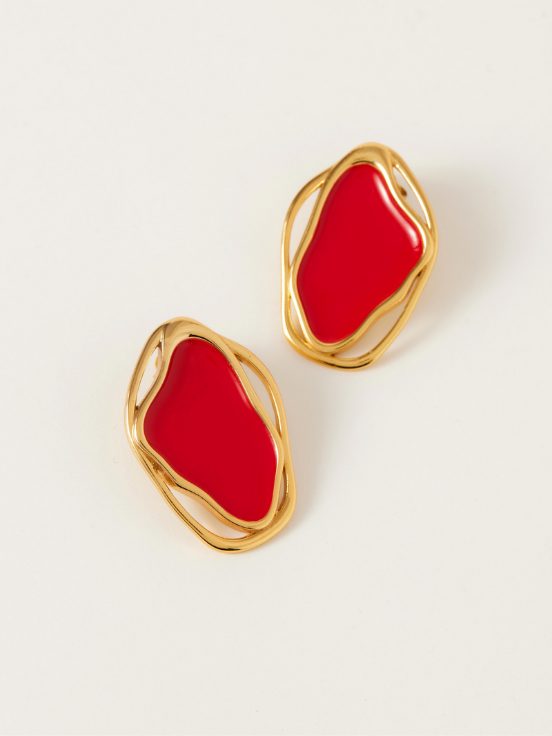 Fashion Jewelry-18k Gold Plated-Earrings-Cancun-Red Sea (S)-RIVA1018_R_S-Fashion Edit Voyce - Shop Cult Modern