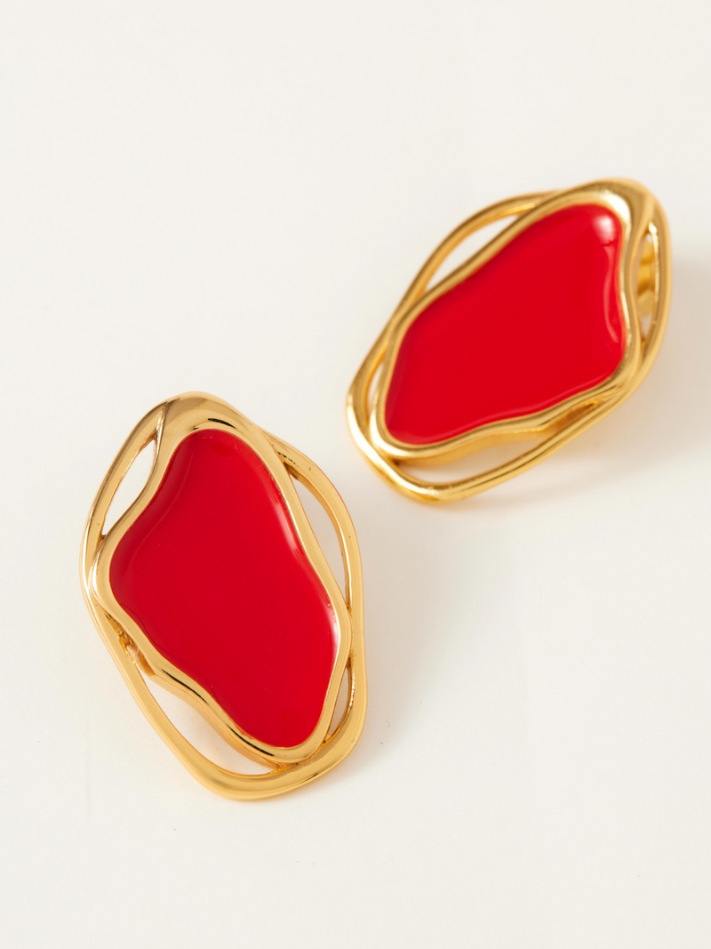 Fashion Jewelry-18k Gold Plated-Earrings-Cancun-Red Sea (S)-RIVA1018_R_S-Fashion Edit Voyce - Shop Cult Modern