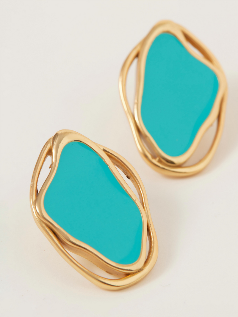 Fashion Jewelry-18k Gold Plated-Earrings-Cancun-Torquise Aqua (S)-RIVA1018_TA_S-Fashion Edit Voyce - Shop Cult Modern