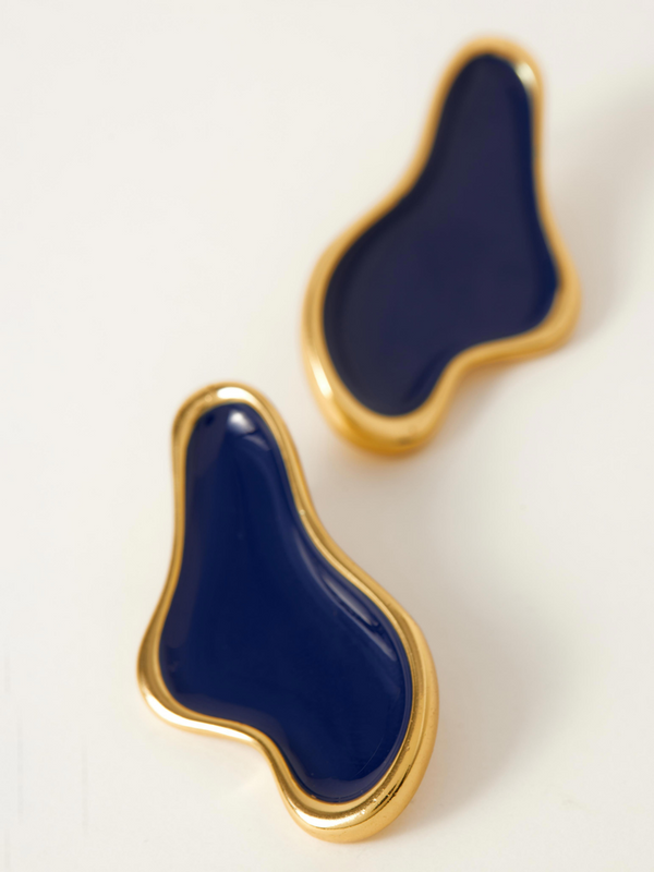 Fashion Jewelry-18k Gold Plated-Earrings-Ibiza-Midnight Blue-RIVA1019_MB-Fashion Edit Voyce - Shop Cult Modern