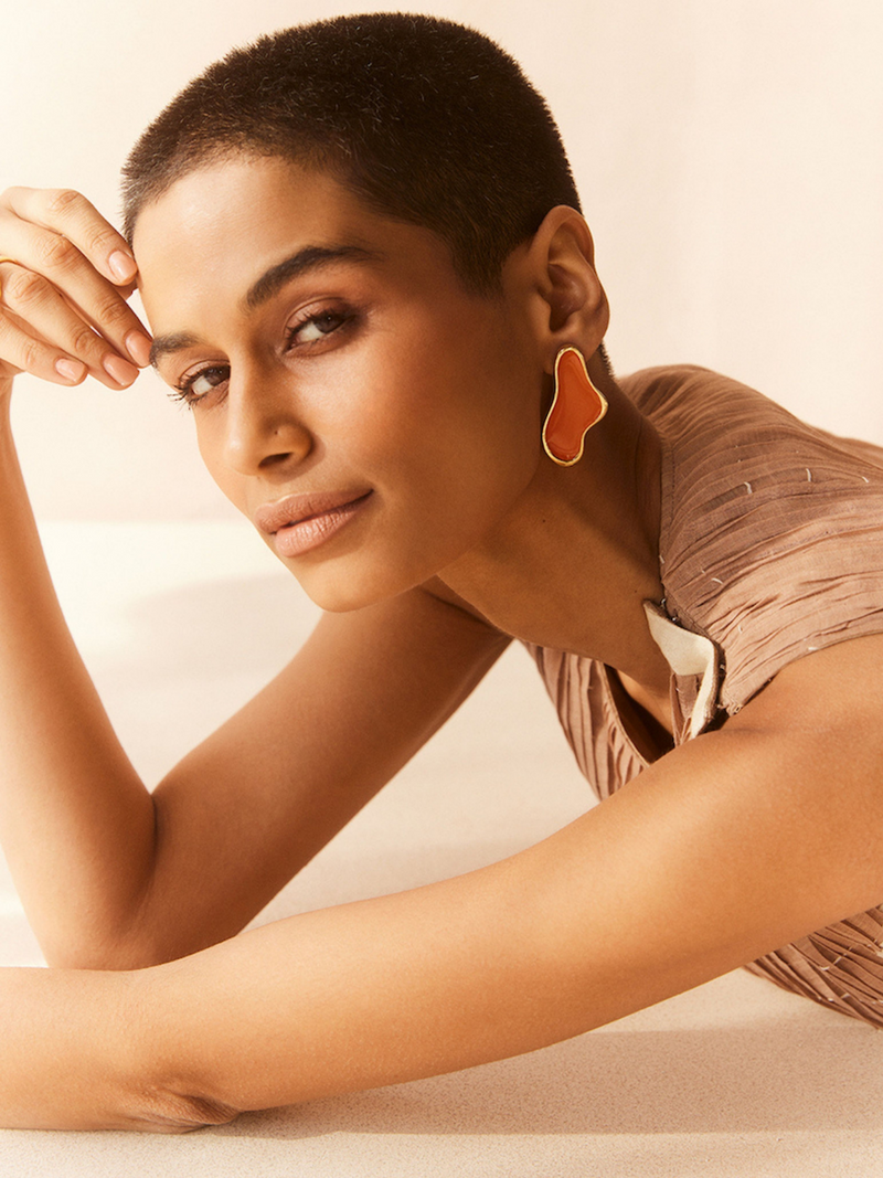 Fashion Jewelry-18k Gold Plated-Earrings-Ibiza-Orange Coral-RIVA1019_O-Fashion Edit Voyce - Shop Cult Modern