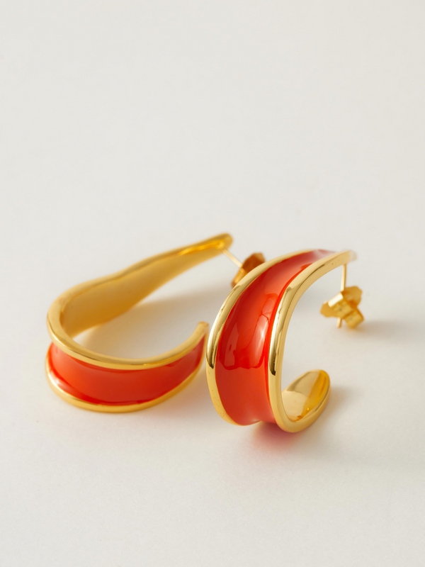 Fashion Jewelry-18k Gold Plated-Earrings-Andaman-Orange Coral-RIVA1020_O-Fashion Edit Voyce - Shop Cult Modern