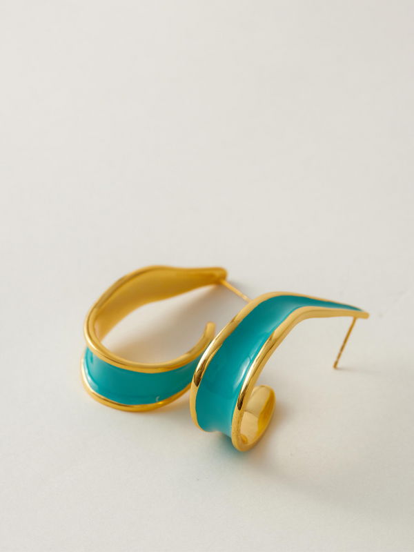 Fashion Jewelry-18k Gold Plated-Earrings-Andaman-Tropical Aqua-RIVA1020-Fashion Edit Voyce - Shop Cult Modern