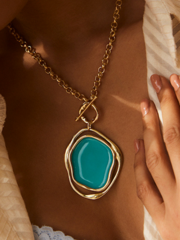 Fashion Jewelry-18k Gold Plated-Necklaces-Bali-Tropical Aqua-RIVA1031_TA-Fashion Edit Voyce - Shop Cult Modern