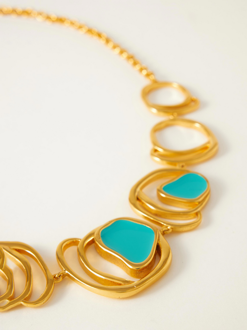 Fashion Jewelry-18k Gold Plated-Necklaces-Morjim-Teal-RIVA1033-Fashion Edit Voyce - Shop Cult Modern
