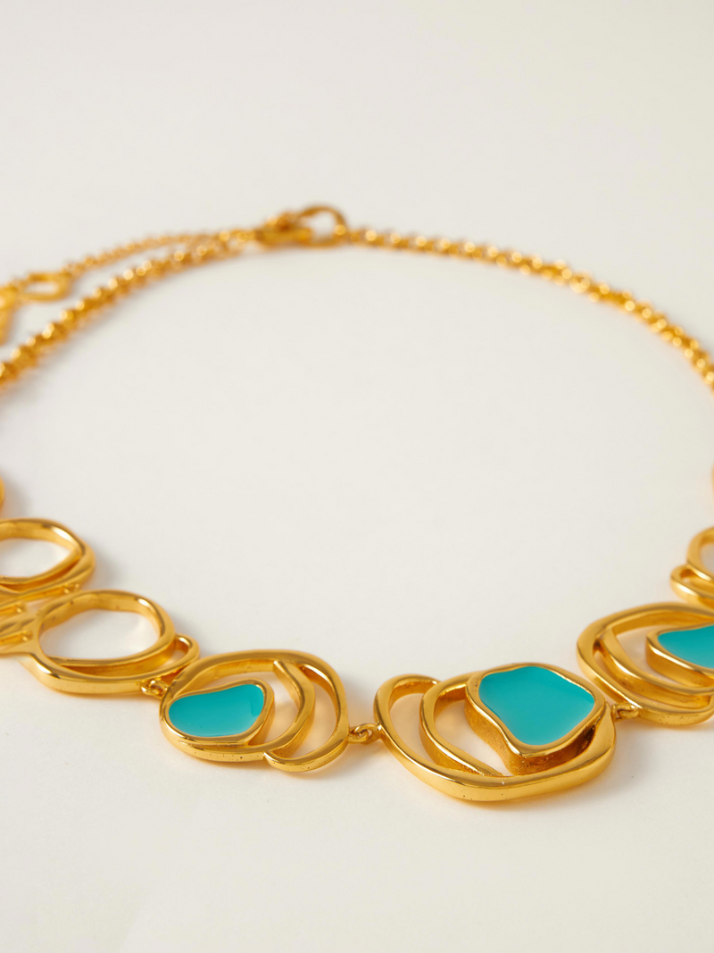 Fashion Jewelry-18k Gold Plated-Necklaces-Morjim-Teal-RIVA1033-Fashion Edit Voyce - Shop Cult Modern