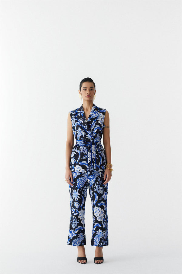 New Season Summer to Fall 2023-Co-ord Blazer Pants Vegan Silk Black Blue Pineapple Print-Studio Rigu-Fashion Edit Amazonico - Shop Cult Modern