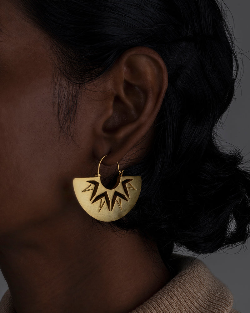 Fashion Jewellery-24K Gold plated Brass-Earring Aadha Sitara-Gold-Fashion Edit Rumri Jewellery - Shop Cult Modern