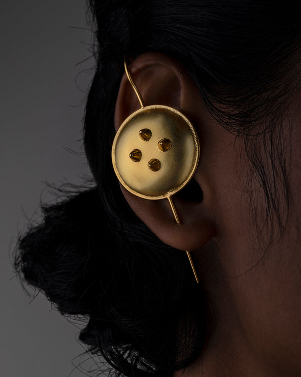 Fashion Jewellery-24K Gold plated Brass-Earring Dhal earcuffs-Gold-R2023-03-EC-Fashion Edit Rumri Jewellery - Shop Cult Modern