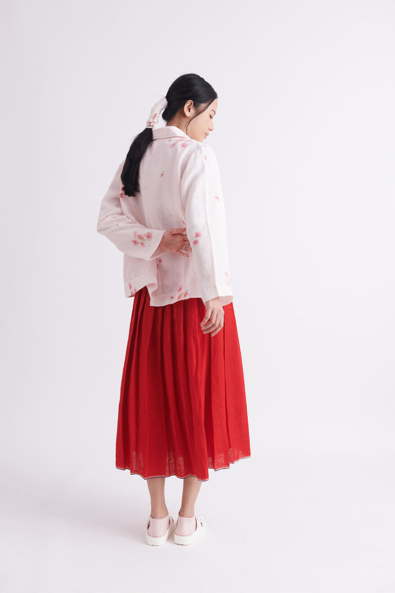 summer skirt red linen-SS2025-18l-fashion edit-the plavate - Shop Cult Modern