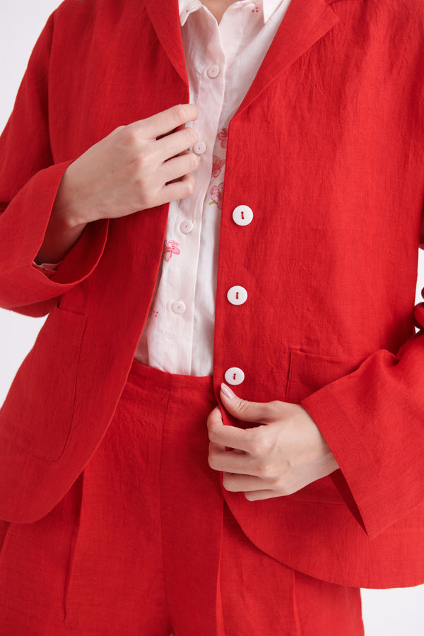 summer jacket linen red-SS2025-19l-fashion edit-the plavate - Shop Cult Modern