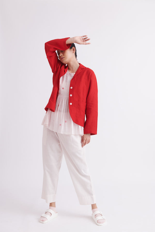 summer jacket linen red-SS2025-19l-fashion edit-the plavate - Shop Cult Modern