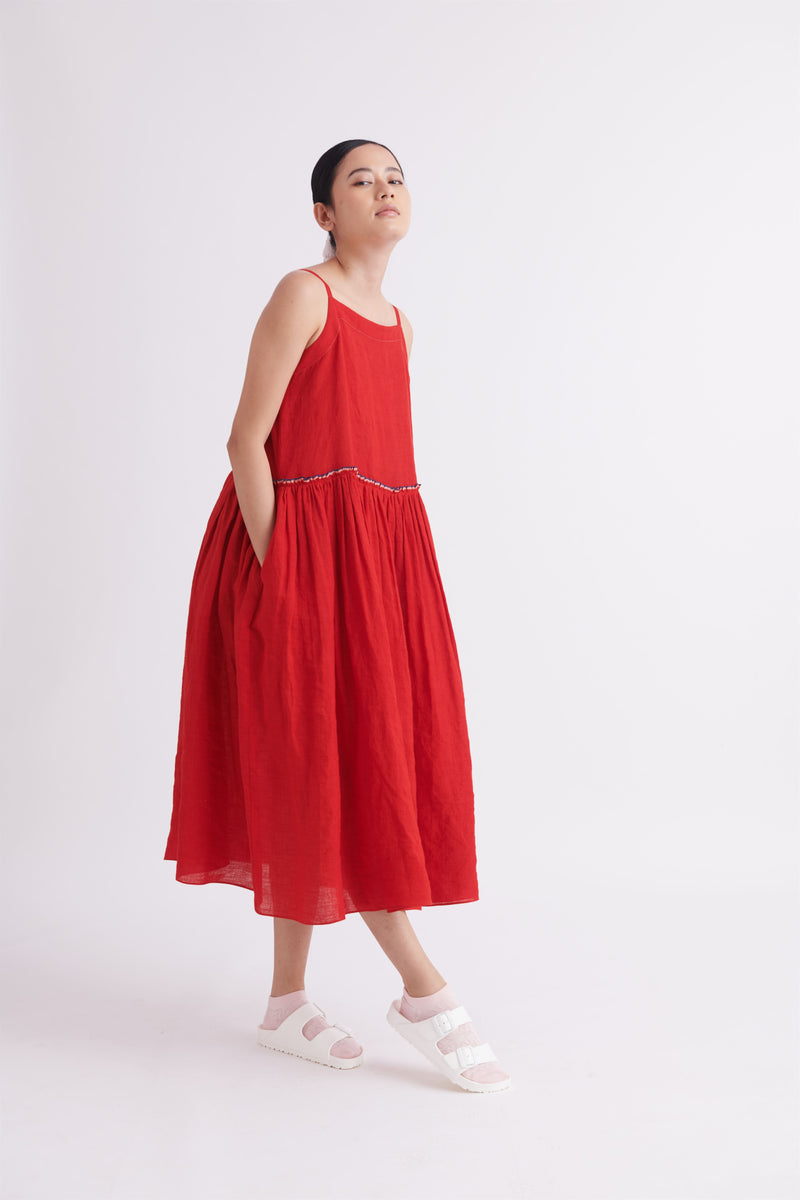 summer dress linen red-SS2025-17-fashion edit-the plavate - Shop Cult Modern