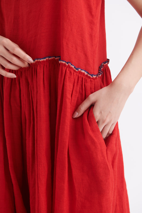 summer dress linen red-SS2023-17-fashion edit-the plavate - Shop Cult Modern