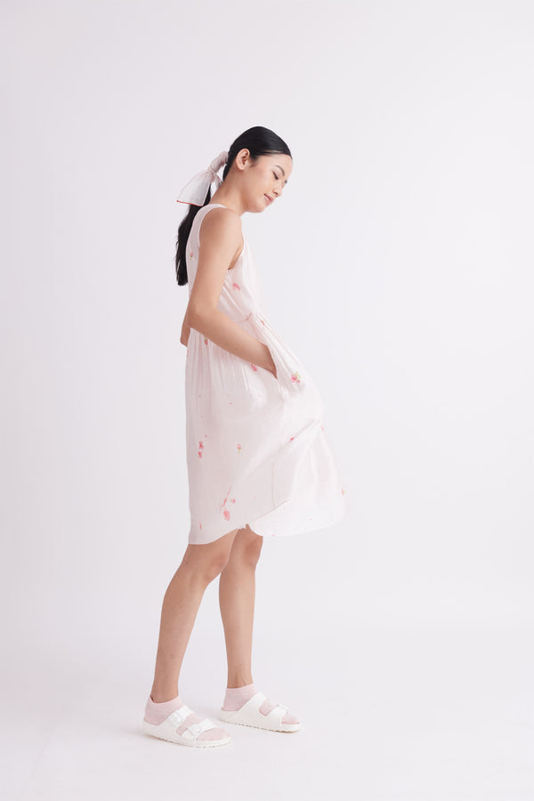 summer dress with slip handloom silk floral print-SS2023-5A-fashion edit-the plavate - Shop Cult Modern