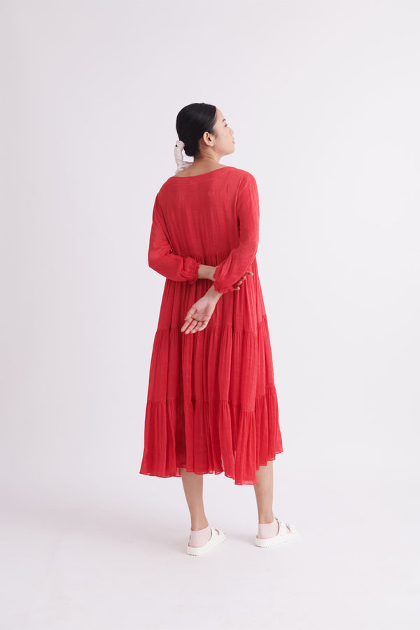 summer dress with slip linen silk red SS2023-10-fashion edit-the plavate - Shop Cult Modern