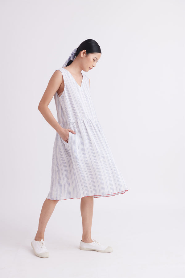summer dress linen blue stripe-SS2023-07-fashion edit-the plavate - Shop Cult Modern