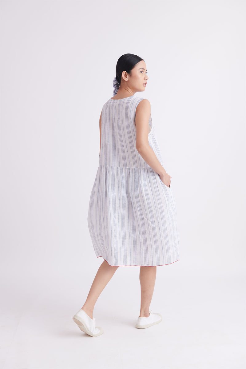 summer dress linen blue stripe-SS2025-07-fashion edit-the plavate - Shop Cult Modern