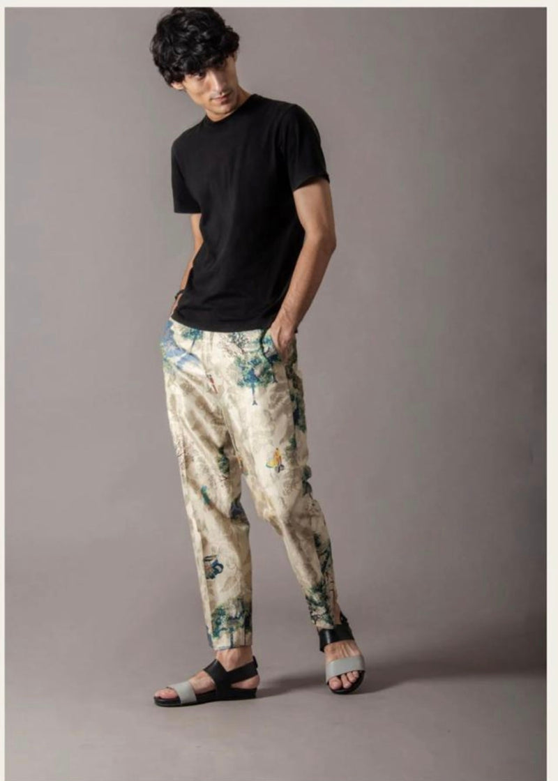 New Season Spring Summer 2024-Trouser-Silk Brocade Beige-SDSBB-Fashion Edit by Suket Dhir - Shop Cult Modern