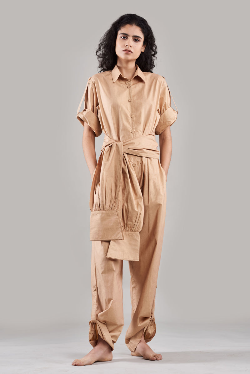 Summer Jumpsuit Belted Cotton Poplin Black/White/Plum/Nude/Clay-Fashion Edit Sahaja Vana-Ituvana-04 - Shop Cult Modern