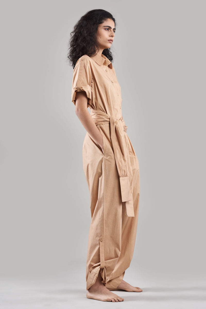 Summer Jumpsuit Belted Cotton Poplin Black/White/Plum/Nude/Clay-Fashion Edit Sahaja Vana-Ituvana-04 - Shop Cult Modern