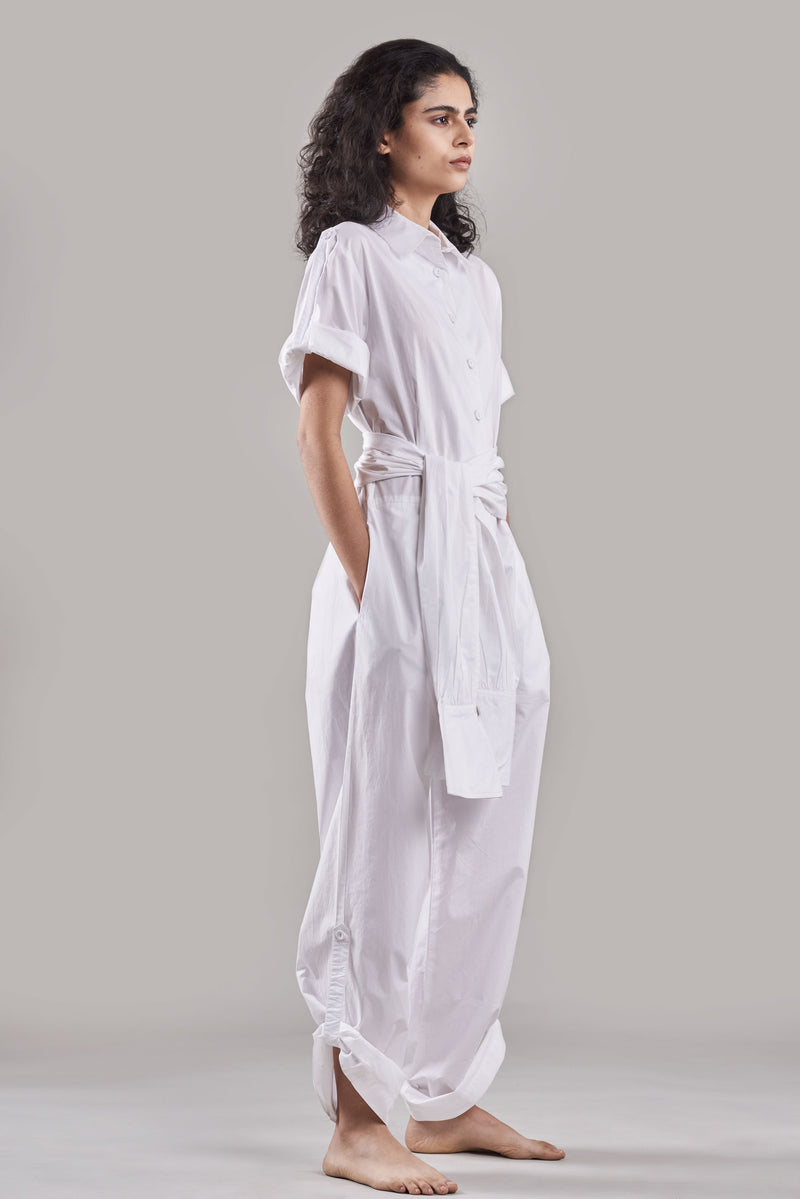 Summer Jumpsuit Belted Cotton Poplin Black/White/Plum/Nude/Clay-Fashion Edit Sahaja Vana-Ituvana-04 - Shop Cult Modern