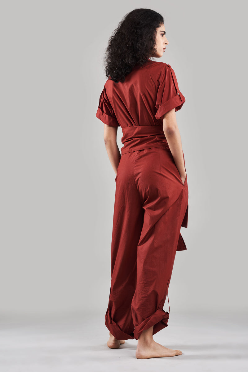 Summer Jumpsuit Belted Cotton Poplin Black/White/Plum/Nude/Clay-Fashion Edit Sahaja Vana-Ituvana-04 - Shop Cult Modern