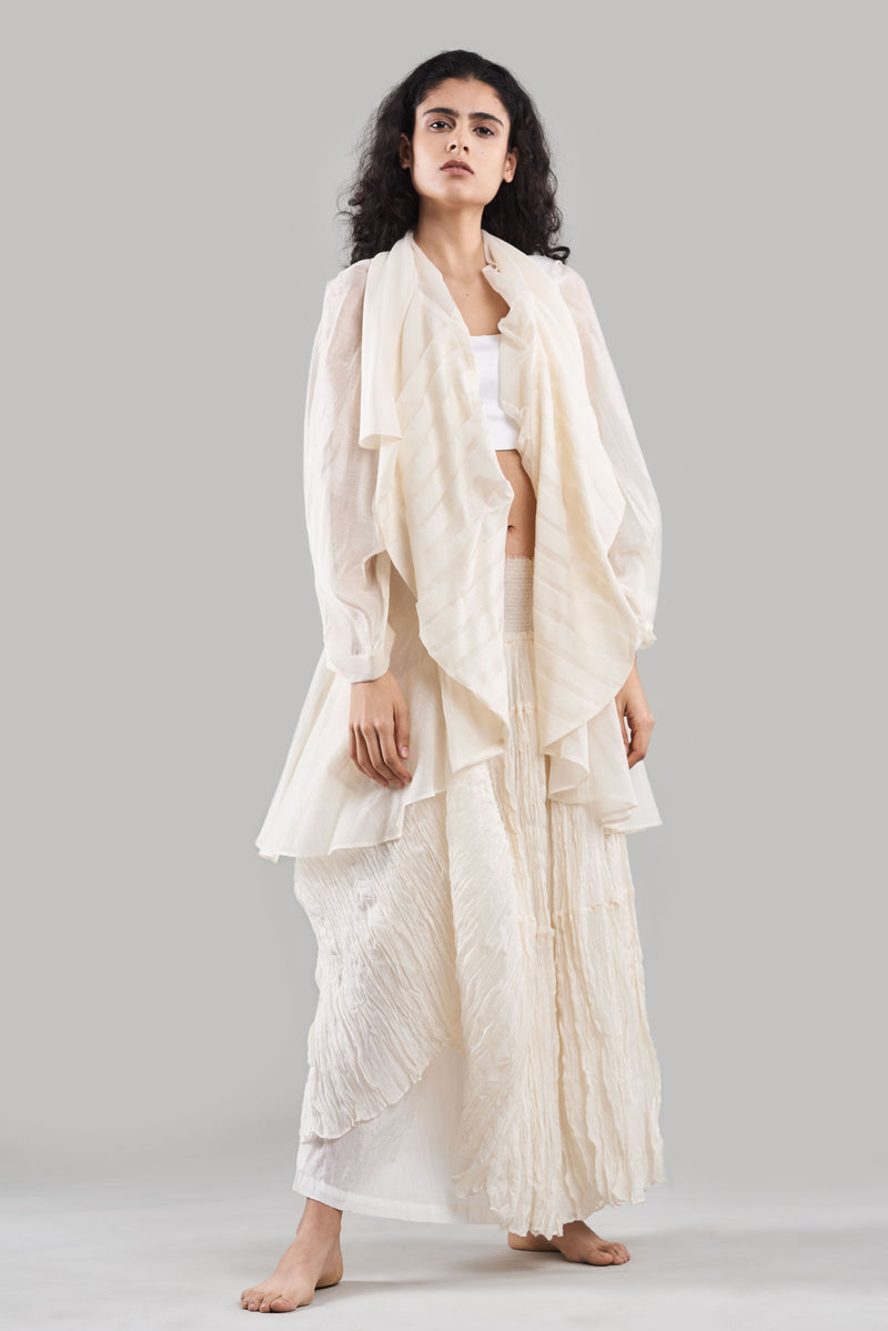 Summer Co-Ord Jacket Skirt (Set of 3) Silk Cotton Crinkle Black/White/Plum/Nude/Clay-Fashion Edit Sahaja Vana-Ituvana-06 - Shop Cult Modern