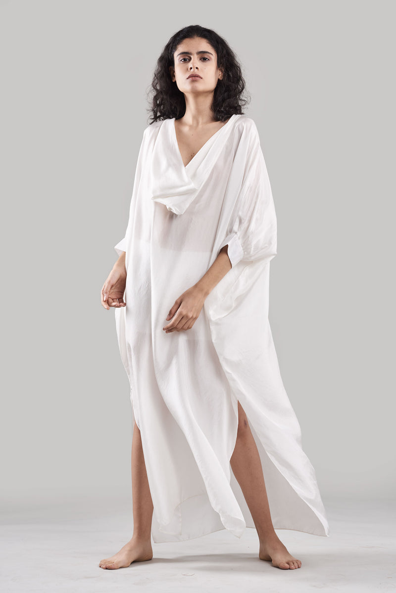 Summer Kaftan Co-Ord Silk Black/White/Plum/Nude/Clay-Fashion Edit Sahaja Vana-Ituvana-01 - Shop Cult Modern