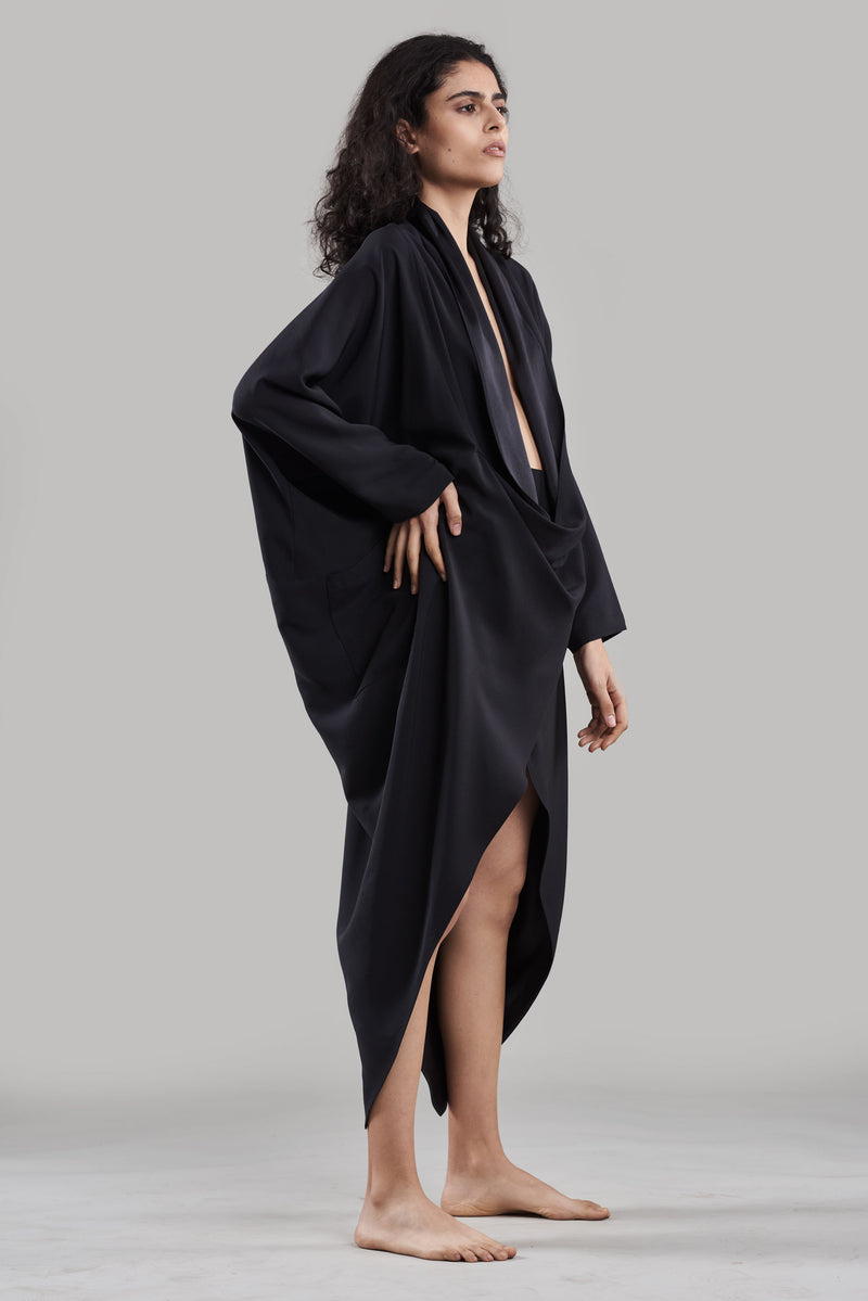 Summer Co-Ord Dress Cape Silk Amala Black/White/Plum/Nude/Clay-Fashion Edit Sahaja Vana-Ituvana-05 - Shop Cult Modern