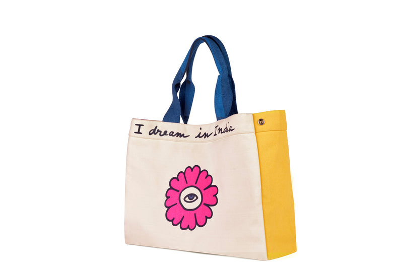 Accessory Bag Tote Flower Bag Cotton Canvas Pink AcToFl Fashion Edit Home Lifestyle Artchivesindia - Shop Cult Modern