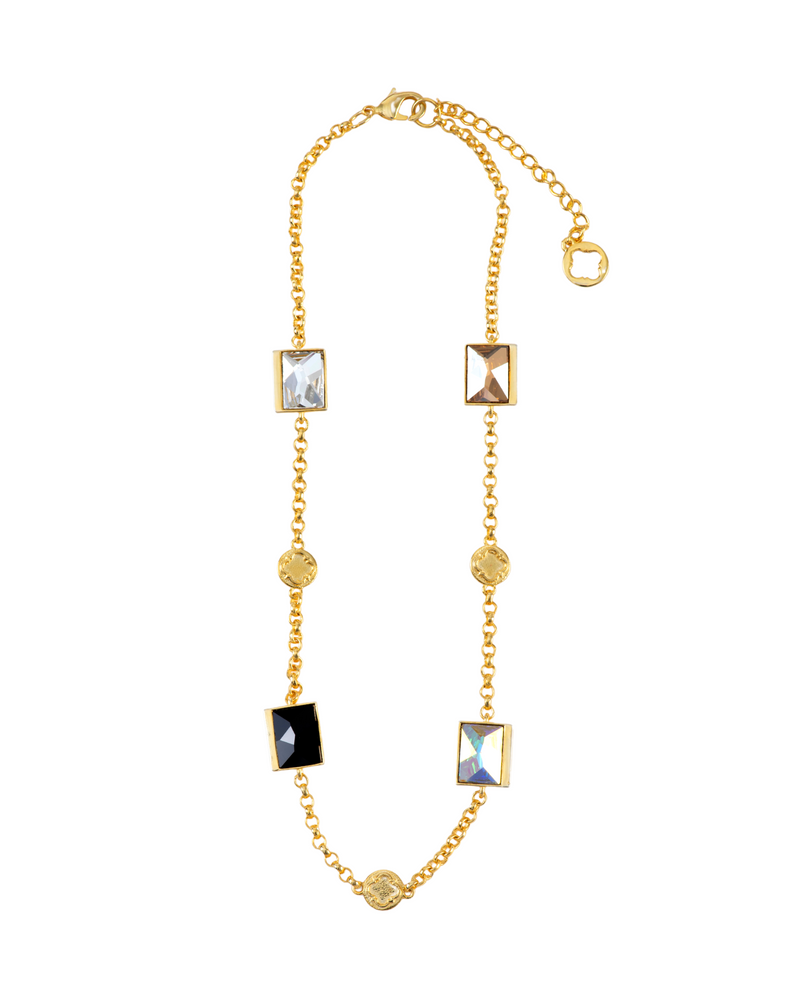 Fashion Jewelry-18k Gold Plated-Necklace-Elysian Crystal(S)-Multi-VOYCE1024-Fashion Edit Voyce - Shop Cult Modern