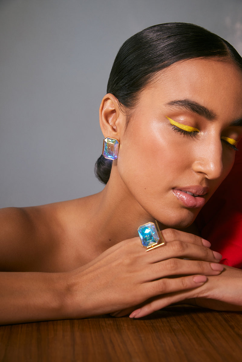 Fashion Jewelry-18k Gold Plated-Earring-Radiance Crystal Cocktail-Multi-VOYCE1048-Fashion Edit Voyce - Shop Cult Modern