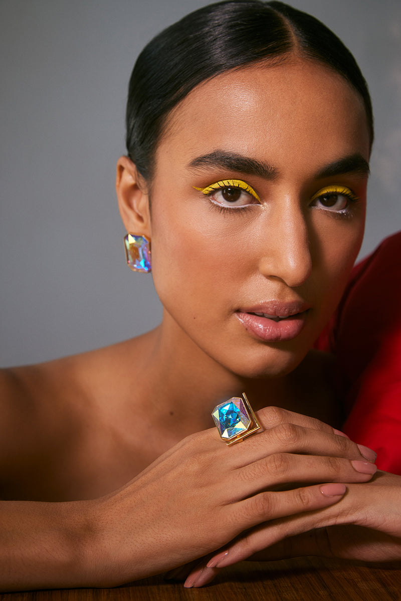 Fashion Jewelry-18k Gold Plated-Earring-Radiance Crystal Cocktail-Multi-VOYCE1048-Fashion Edit Voyce - Shop Cult Modern