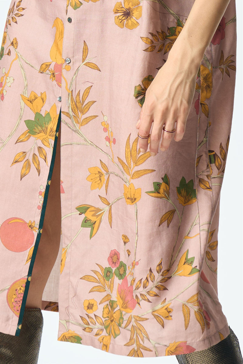 Summer-Dress Pleated Pink Muga Satin Silk-Fashion Edit Orchard-WDR501MT544-SUKETDHIR - Shop Cult Modern